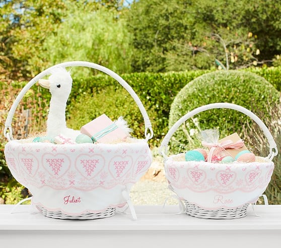 Pottery Barn Embroidered Heart Easter Basket Liner pottery barn kids easter baskets 