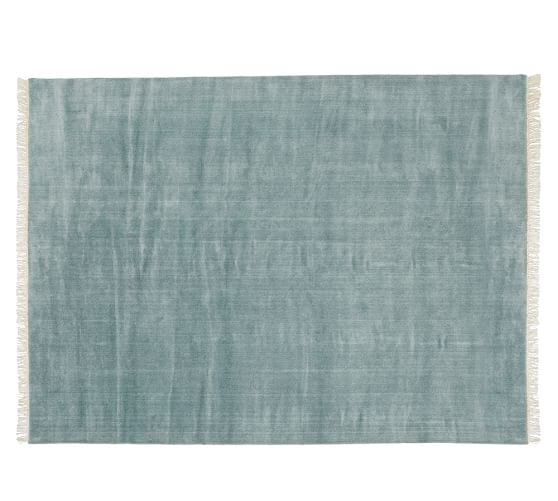 Pottery Barn FRINGED HAND-LOOMED RUG - BLUE SMOKE pottery barn extra 20% clearance sale