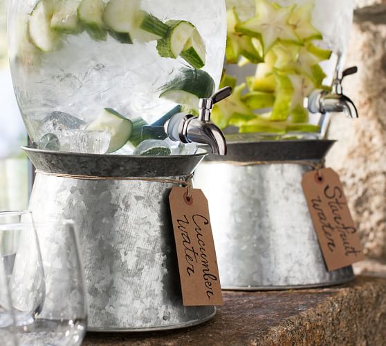 Pottery Barn GALVANIZED METAL DRINK DISPENSER STAND pottery barn friends and family sale