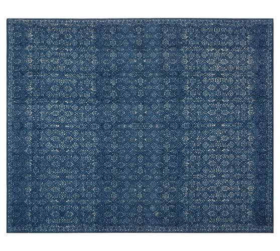 Pottery Barn KALA PRINTED RUG - MIDNIGHT Pottery barn premier Event sale