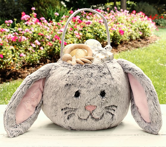 Pottery Barn Kids Gray Bunny Puffy Easter Bag pottery barn kids easter baskets 