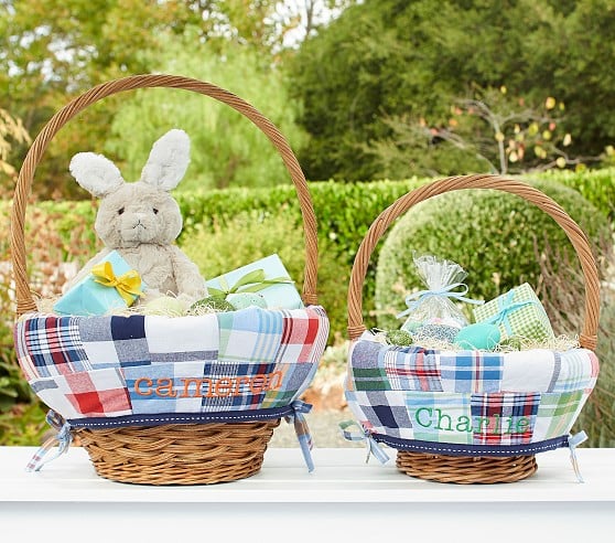 Pottery Barn Kids Madras Plaid Easter Basket Liner pottery barn kids easter baskets 