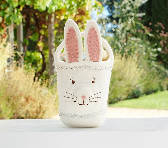 Pottery Barn Kids Pink Bunny Felted Easter Treat Bucket pottery barn kids easter baskets