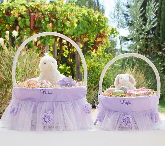 Pottery Barn Kids Ribbon Flower Tulle Easter Basket Liners Lavender pottery barn kids easter baskets 