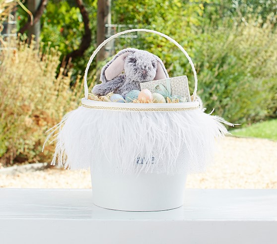 Pottery Barn Kids Seafoam Feather Pretty Easter Bucket pottery barn kids easter baskets 