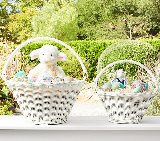 Pottery Barn Kids White Sabrina Collapsible Handle Easter Basket pottery barn kids easter baskets 