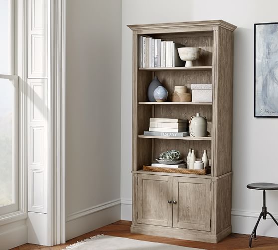 Pottery Barn LIVINGSTON BOOKCASE Gray Wash pottery barn extra 20% furniture clearance sale