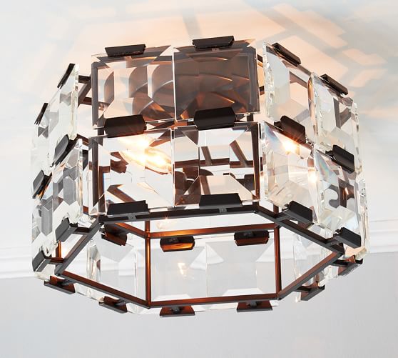 Pottery Barn MANOR CRYSTAL PANELED FLUSHMOUNT pottery barn extra 20% furniture clearance sale