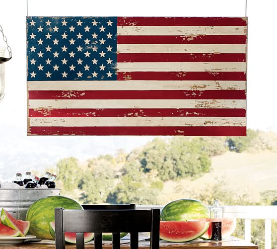 Pottery Barn PAINTED AMERICAN FLAG 2017 pottery barn presidents day premier event sale