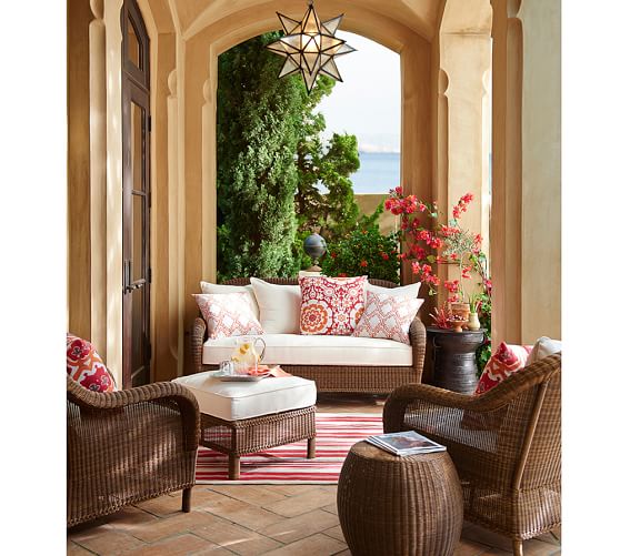 Pottery Barn PALMETTO ALL-WEATHER WICKER SOFA - HONEY pottery barn outdoor furniture sale