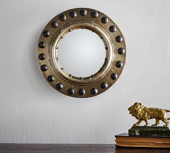 Pottery Barn RIVETED PORTHOLE CONVEX WALL MIRROR pottery barn presidents day Premier Event sale