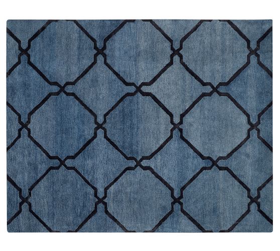 Pottery Barn TONAL TILE TUFTED RUG - INDIGO pottery barn presidents day premier event sale