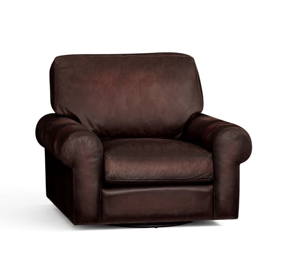 Pottery Barn TURNER ROLL ARM LEATHER SWIVEL ARMCHAIR pottery barn extra 20% furniture clearance sale