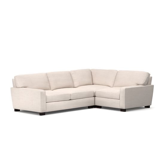 Pottery Barn TURNER SQUARE ARM UPHOLSTERED 3-PIECE SECTIONAL WITH CORNER pottery barn upholstered furniture sale