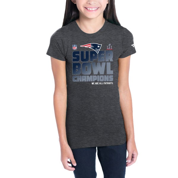 Pro Line by Fanatics Branded New England Patriots Girls Youth Heathered Gray Super Bowl LI Champions Trophy Collection Locker Room T-Shirt