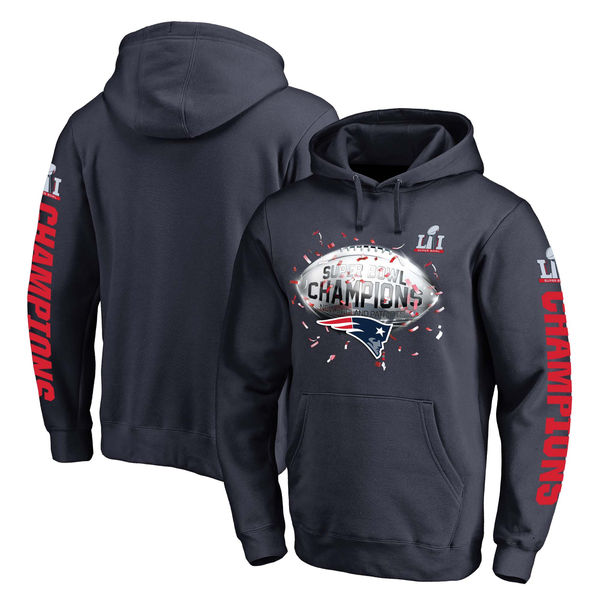 Pro Line by Fanatics Branded New England Patriots Navy Super Bowl LI Champions Confetti Pullover Hoodie