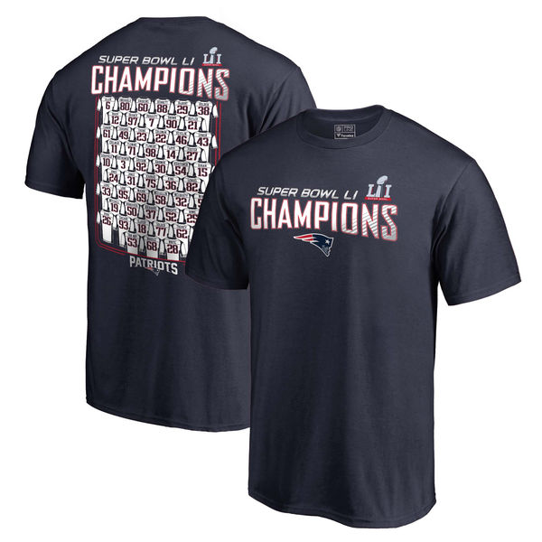 Pro Line by Fanatics Branded New England Patriots Navy Super Bowl LI Champions Roster T-Shirt new england patriots super bowl li champions 