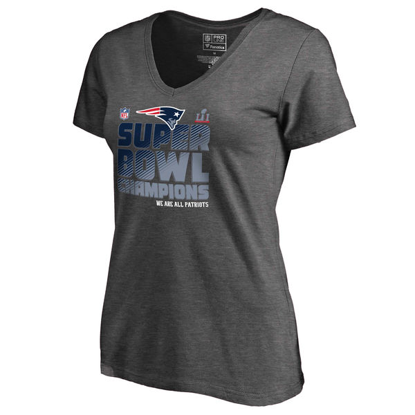 Pro Line by Fanatics Branded New England Patriots Women's Heathered Gray Plus Size Super Bowl LI Champions Trophy Collection Locker Room T-Shirt new england patriots super bowl li champions 