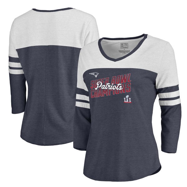 Pro Line by Fanatics Branded New England Patriots Women's Navy Super Bowl LI Champions Pitch 3/4-Sleeve Tri-Blend T-Shirt new england patriots super bowl li champions