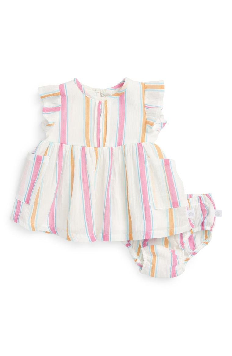 ROSIE POPE Stripe Dress (Baby Girls) White easter dresses for baby girls 2017 style