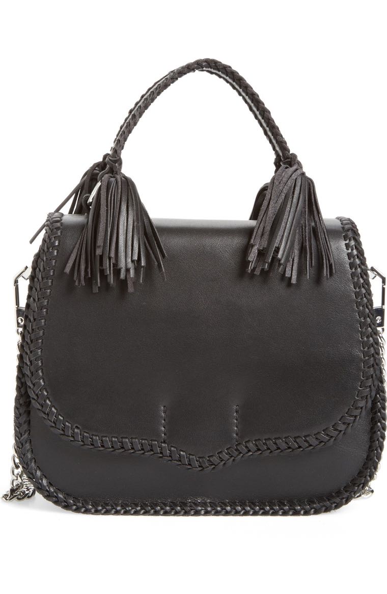 Rebecca Minkoff Medium Chase Leather Saddle Bag Black Silver Nordstrom winter sale