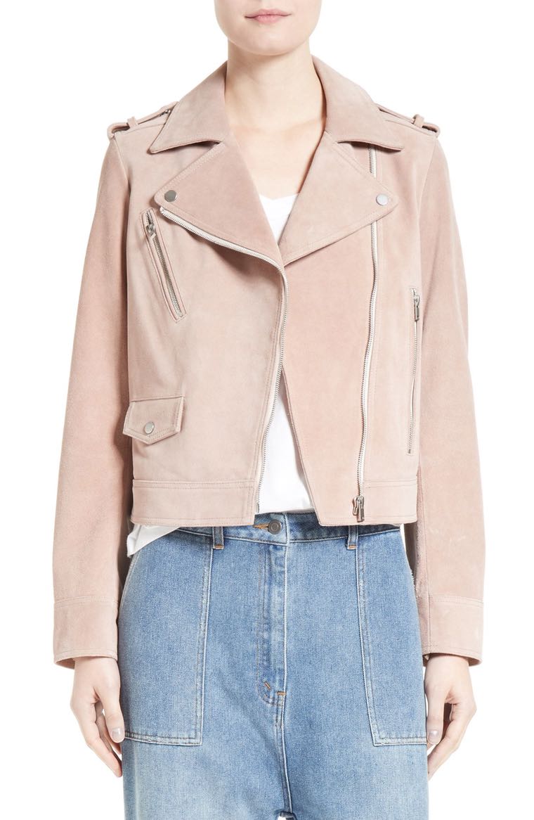 Robert Rodriguez Suede Moto Jacket Blush Pink suede moto jackets spring 2017
