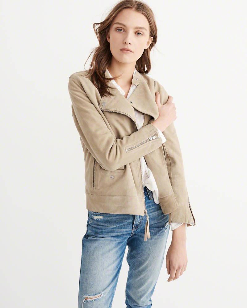 SUEDE BIKER JACKET Flagship Exclusive Khaki suede moto jackets spring 2017