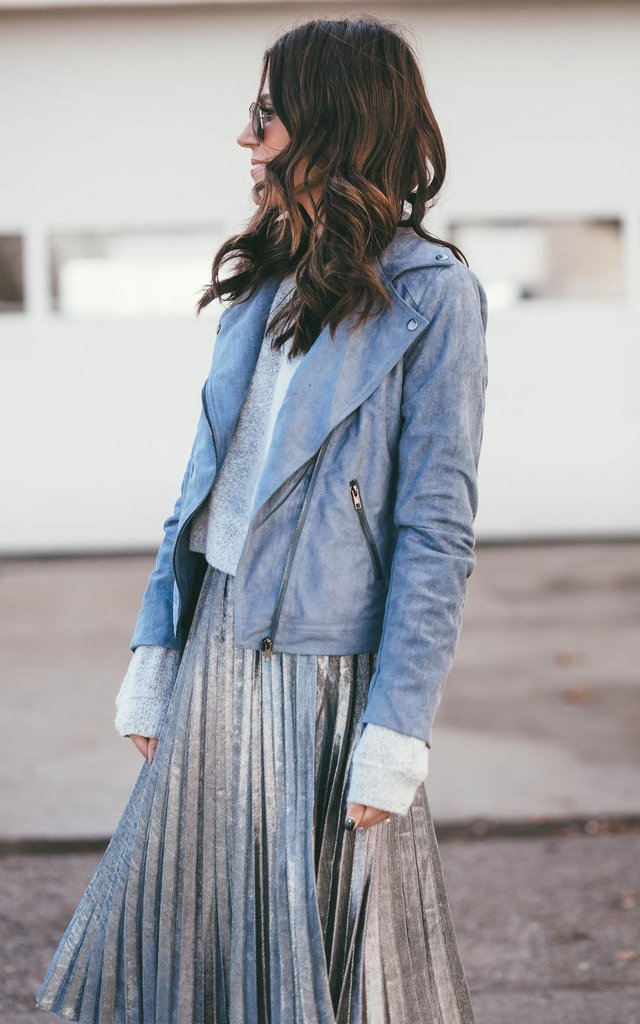 SUEDE MOTO JACKET- FRENCH BLUE suede moto jackets spring 2017