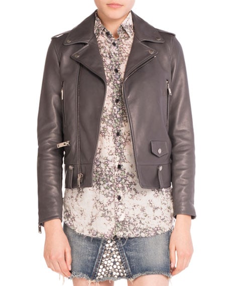 Saint Laurent Leather Moto Jacket Gray leather moto jackets