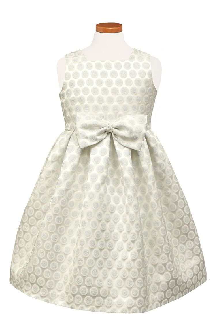 Sorbet Dot Metallic Brocade Dress (Little Girls) Silver easter dresses for toddler girls 2017 style
