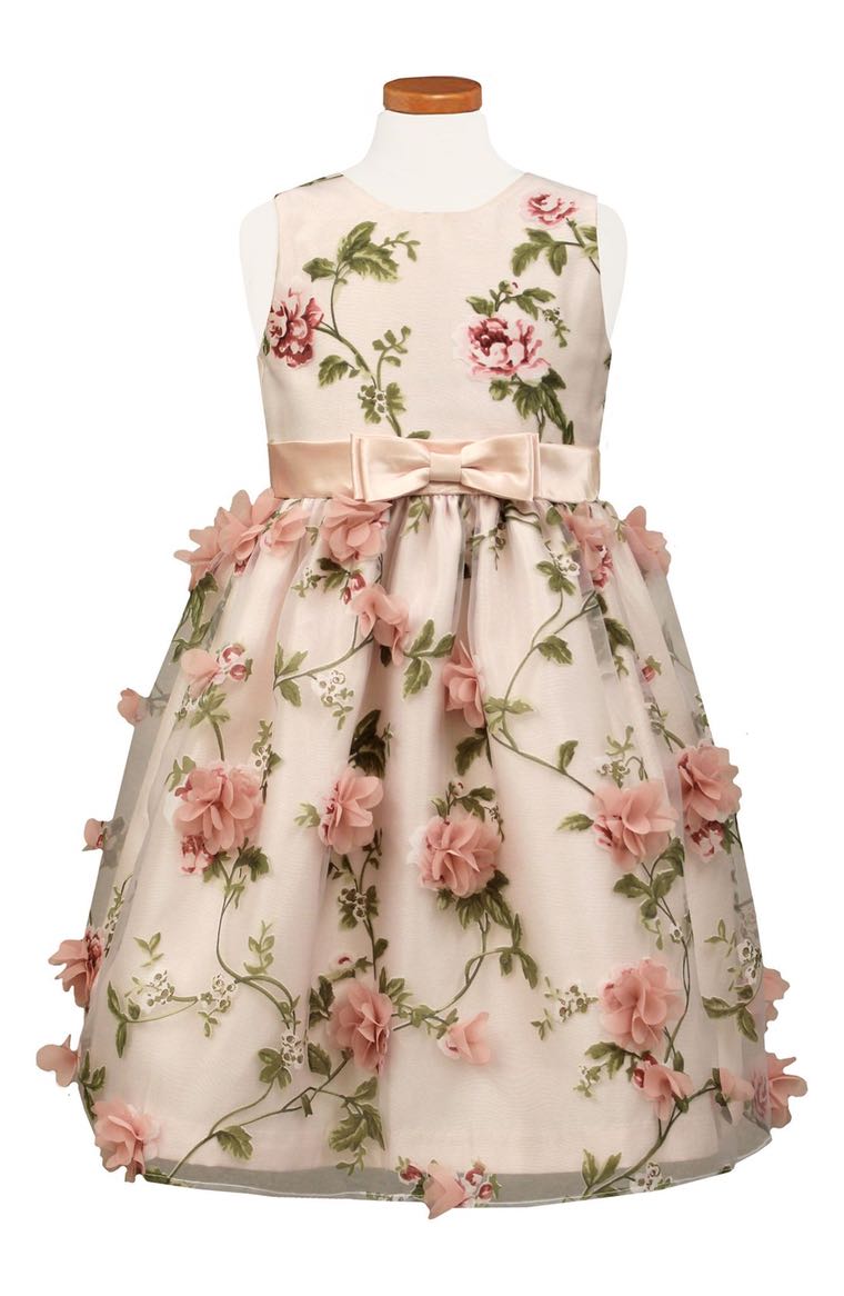 Sorbet Embellished Floral Print Organza Dress (Toddler Girls, Little Girls & Big Girls) Blush Pink easter dresses for toddler girls 2017 style