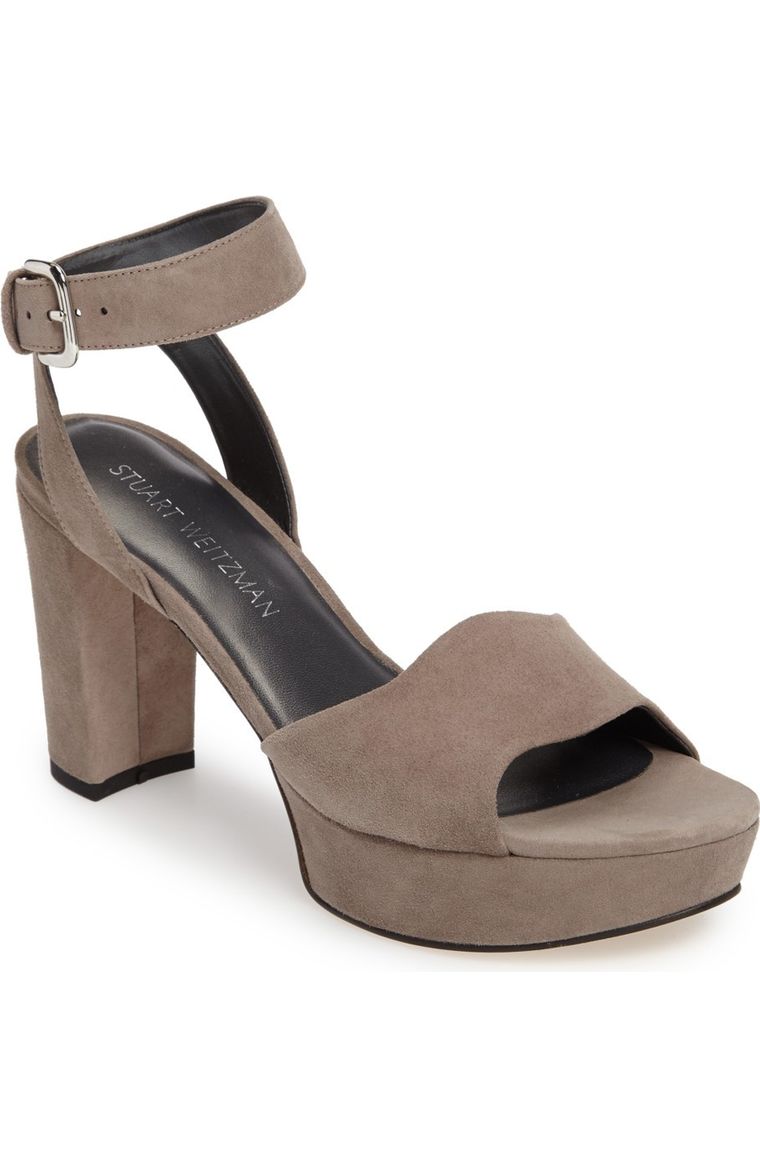 Stuart Weitzman 'Real Deal' Platform Sandal (Women) Topo Suede 2017 Nordstrom winter sale