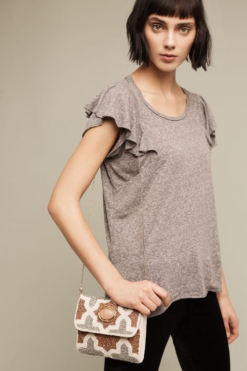 T.La Rae Ruffle Tee Grey anthropologie presidents day sale