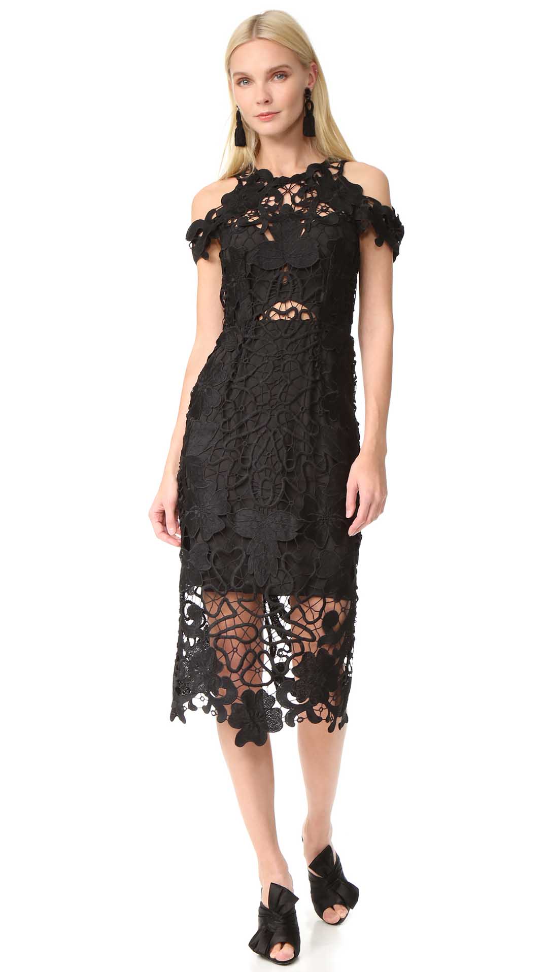 THURLEY Hollyhock Lace Midi Dress Black