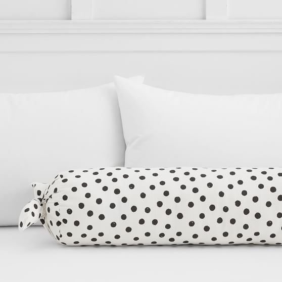 The Emily & Meritt Black White Polka Dots Bolster Pillow Pottery Barn Teen emily & meritt collection for pottery barn teen