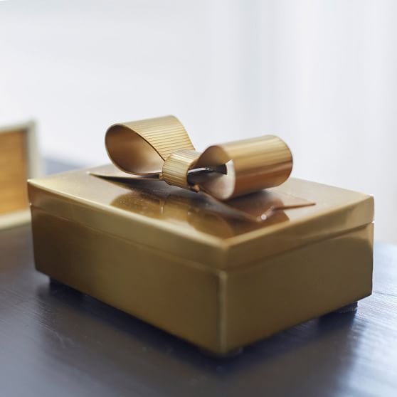 The Emily & Meritt Bow Box Gold Finish Emily & Meritt Collection for Pottery Barn Teen