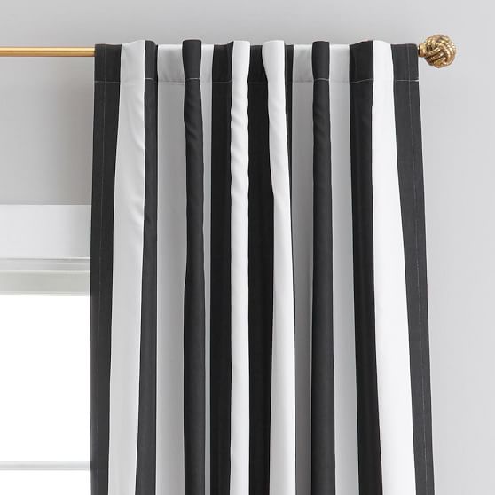 The Emily & Meritt Circus Stripe Blackout Drape Black White Awning Stripes emily & meritt collection for Pottery Barn Teen