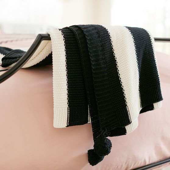 The Emily & Meritt Circus Stripe Throw Black White Emily & Meritt Collection for Pottery Barn Teen