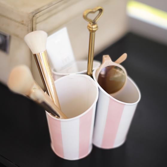 The Emily & Meritt Striped Beauty Cup Caddy Emily Meritt Pottery Barn Teen Collection