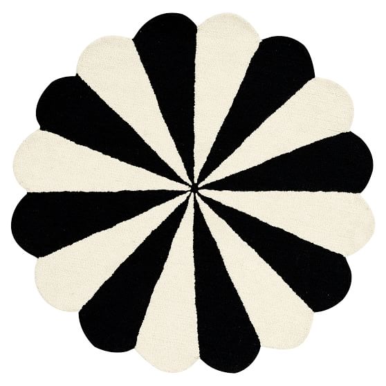 The Emily & Meritt Umbrella Stripe Rug Black and White Emily & Meritt Collection for Pottery Barn Teen