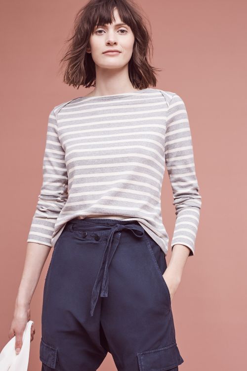 The Lady & The Sailor Striped Boatneck Pullover Grey anthropologie presidents day sale