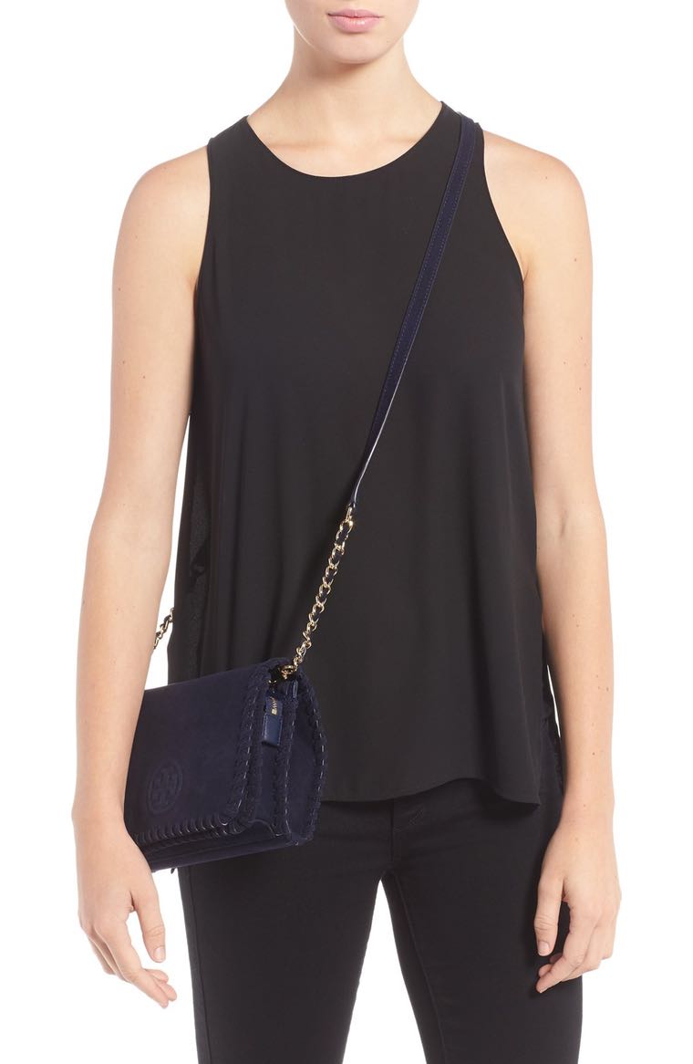 Tory Burch 'Marion' Suede Crossbody Bag True Navy 2017 Nordstrom winter sale