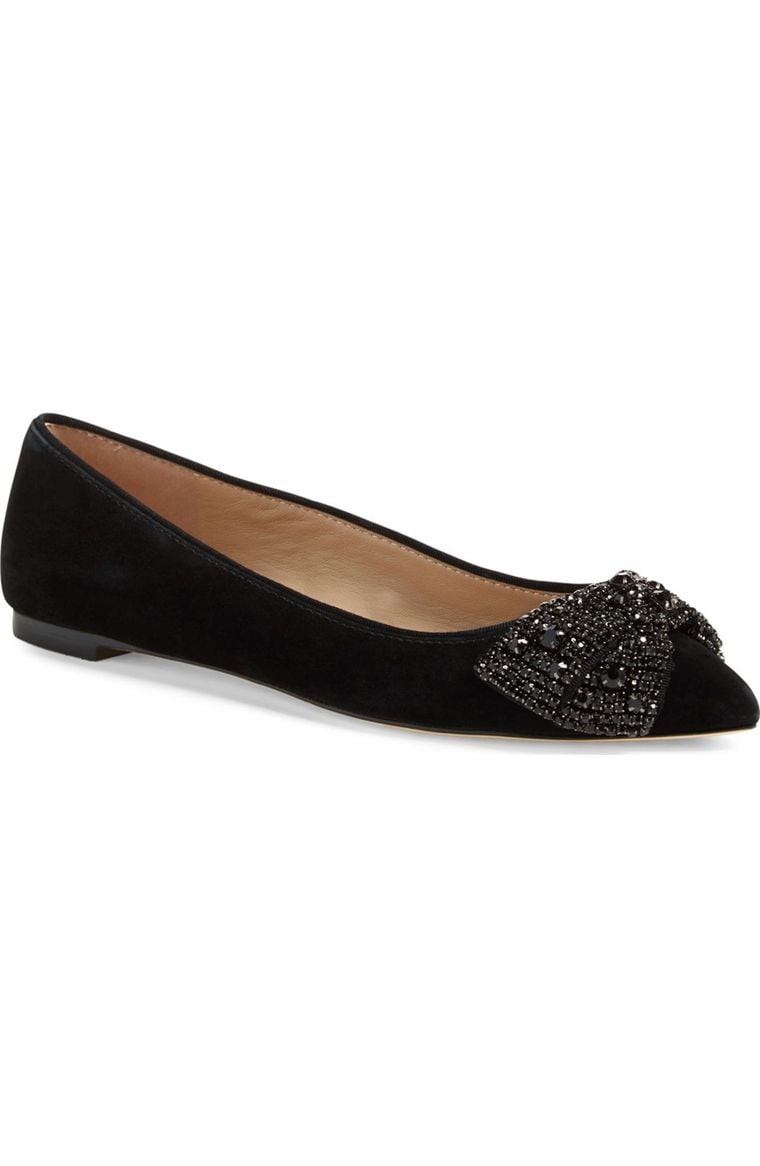 Tory Burch Vanessa Embellished Bow Flat (Women) Black 2017 Nordstrom winter sale