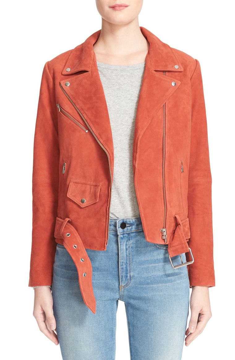 Veda 'Jayne' Suede Moto Jacket Rust suede moto jackets spring 2017
