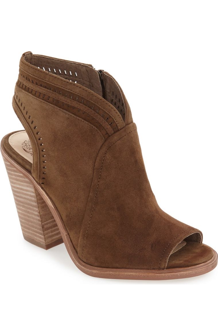 Vince Camuto 'Koral' Perforated Open Toe Bootie (Women) (Nordstrom Exclusive) Wood Suede Nordstrom winter sale