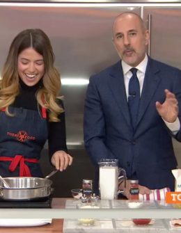 Watch food blogger and cookbook author Molly Yeh and Today co-host Matt Lauer make smoky bacon mac and cheese, and gruyere mac and cheese on the Wednesday, February 22, 2017 episode of the Today show. Image courtesy of Twitter.com/MollyYeh