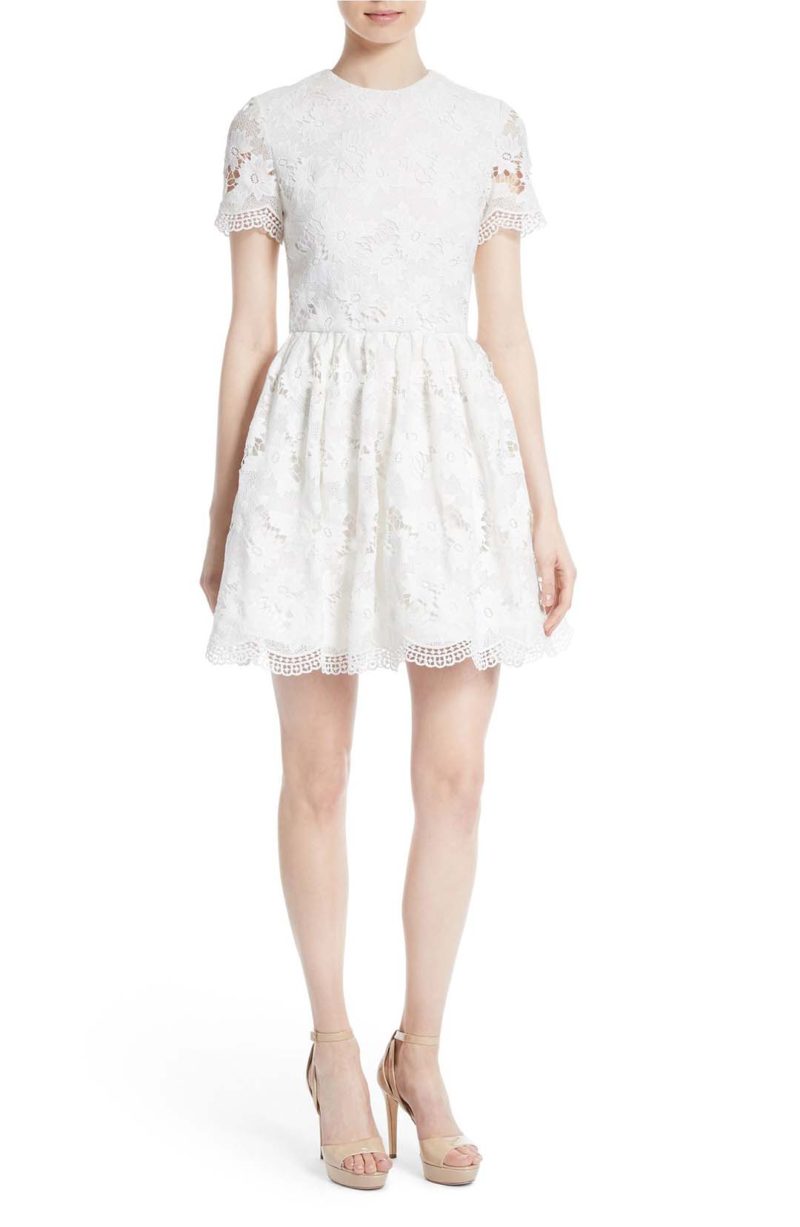 ALICE + OLIVIA Karen Embroidered Skater Dress Off White skater dresses spring 2017 trend