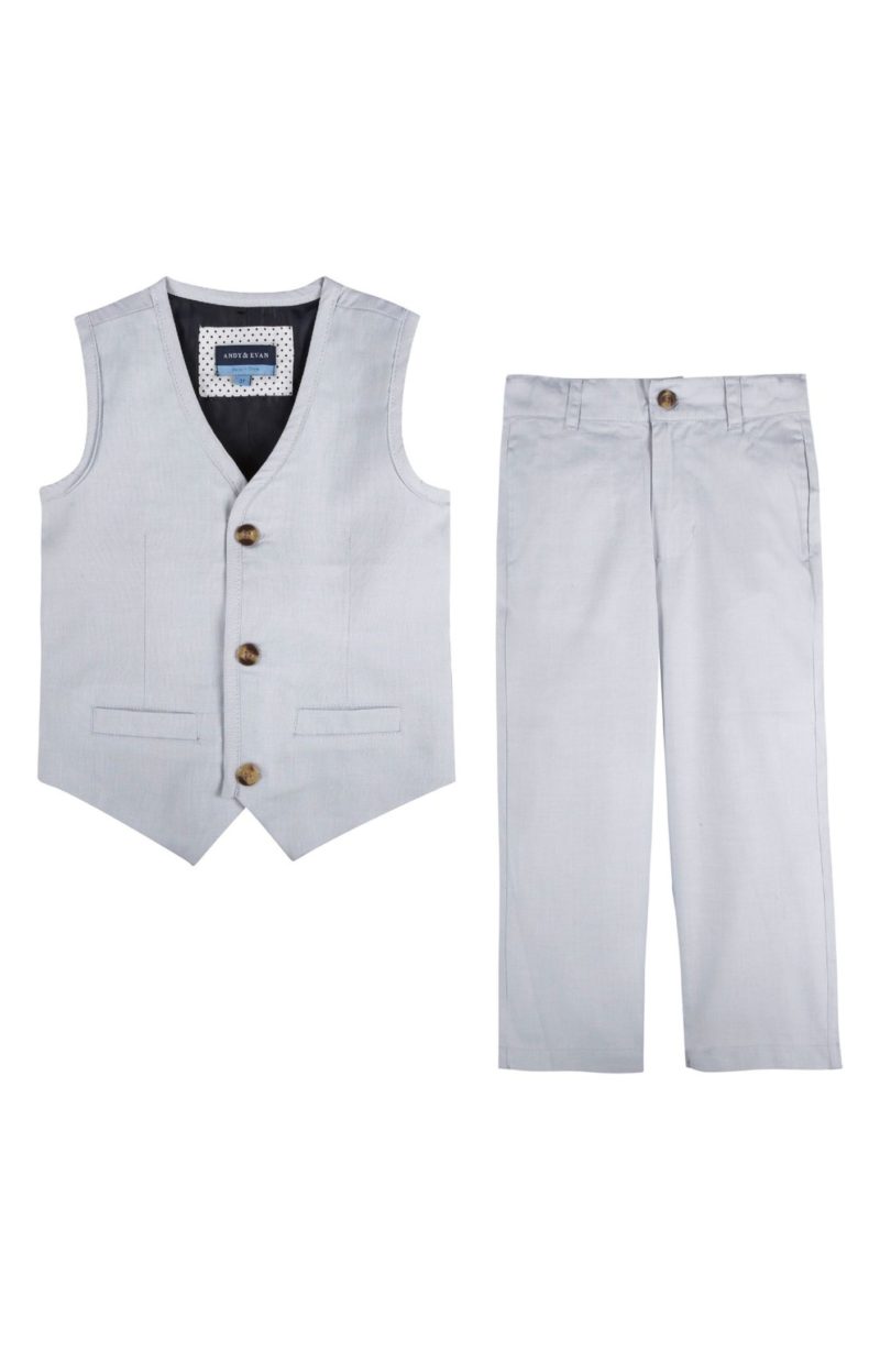 ANDY & EVAN Oxford Vest & Pants Set Grey easter outfits for baby boys 2017