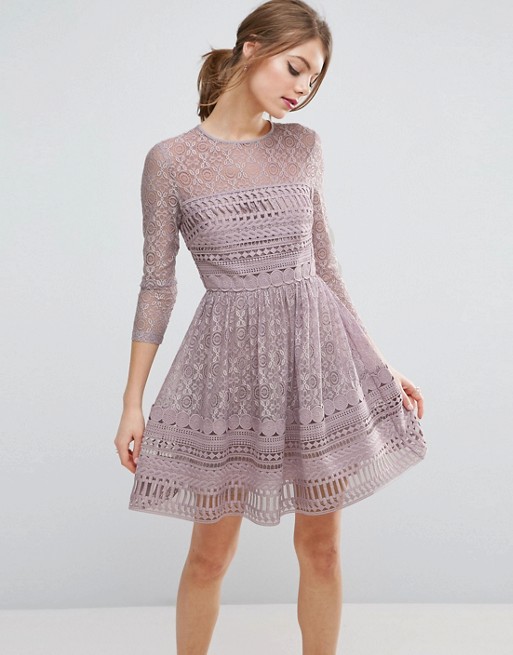 ASOS PREMIUM Lace Skater Dress Lilac skater dresses spring 2017 trend