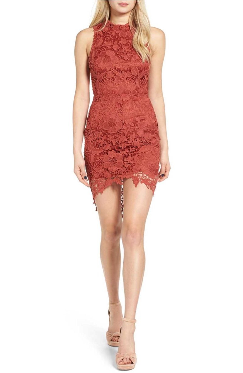 ASTR 'Samantha' Lace Dress Brick high low dresses